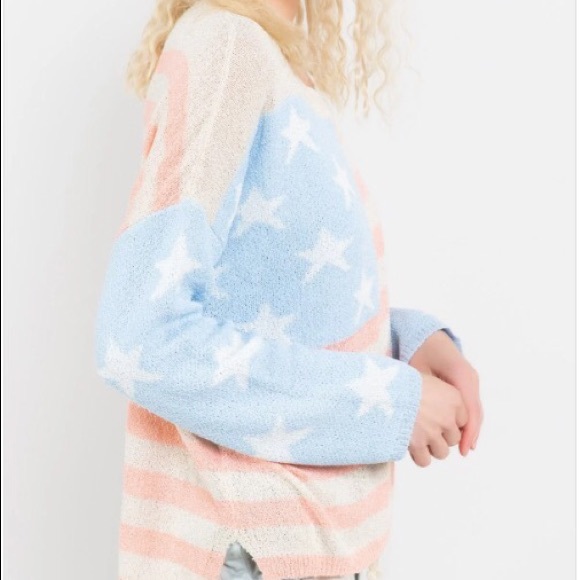 Last 1️⃣ Baby Blue & Cream American Flag Sweater - Picture 5 of 8